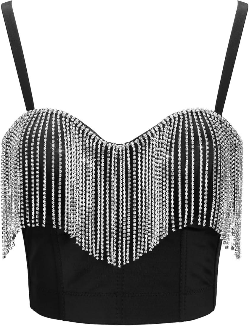 Women's Tank Crop Top Bustier Black Camisole Vest Sleeveless Cami Top Halloween | Amazon (US)