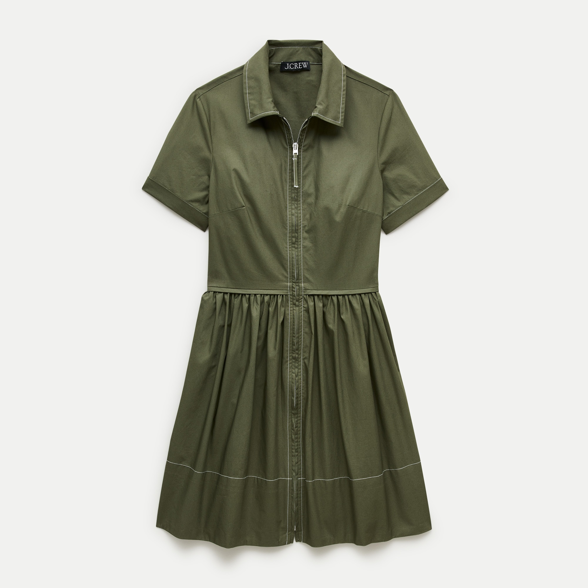Mini zip-up shirt-dress in cotton poplin | J. Crew US