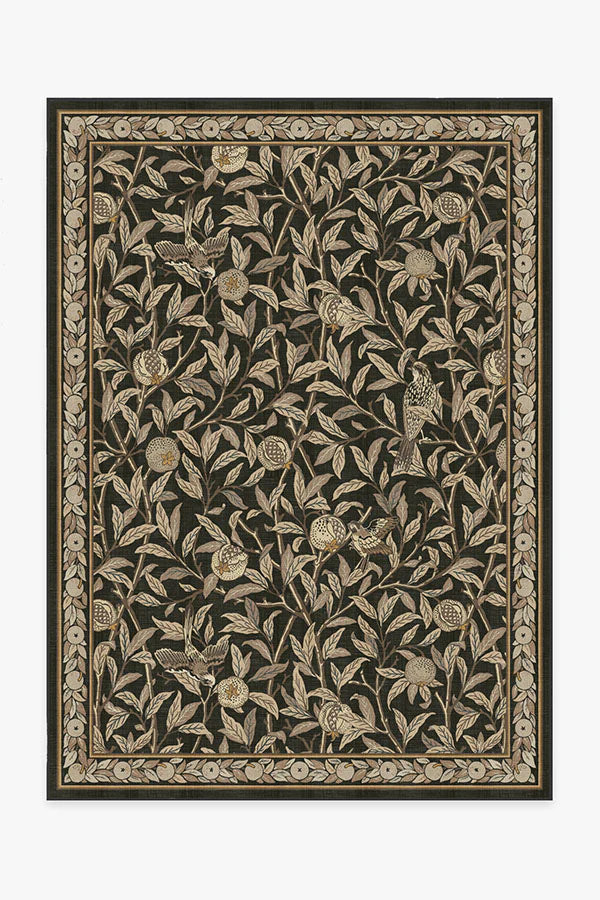 Bird & Pomegranate Soft Black Rug | Ruggable