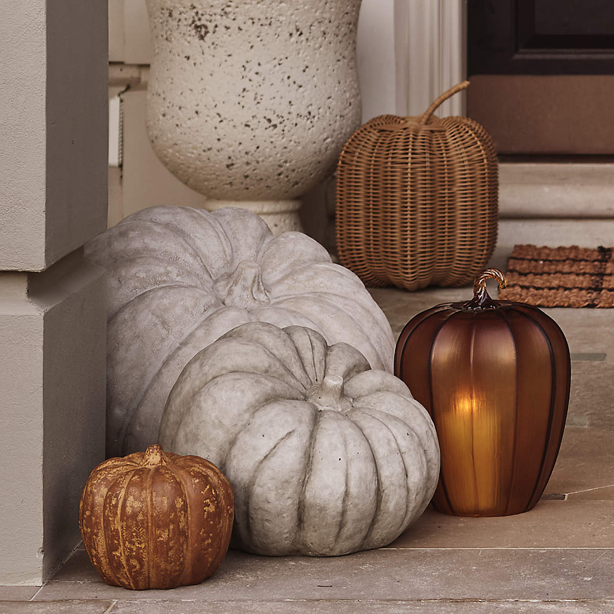 Amber Large Glass Pumpkin + Reviews | Crate & Barrel | Crate & Barrel