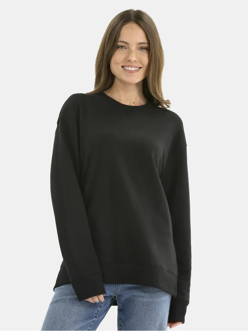 Time and Tru Women's Crewneck Sweatshirt with Long Sleeves, Sizes XS-4X - Walmart.com | Walmart (US)