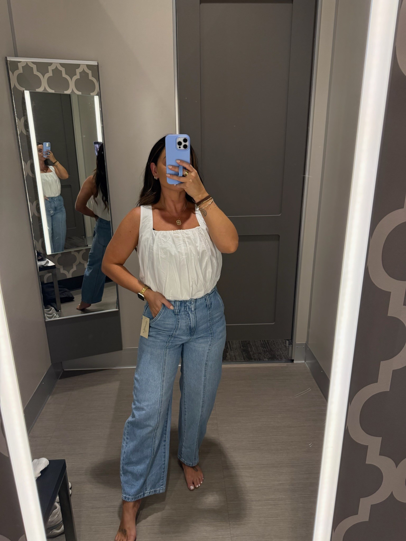 White summer top & denim pants! So easy and simple to style up or down! 

#LTKSeasonal #LTKStyleTip #LTKFindsUnder50