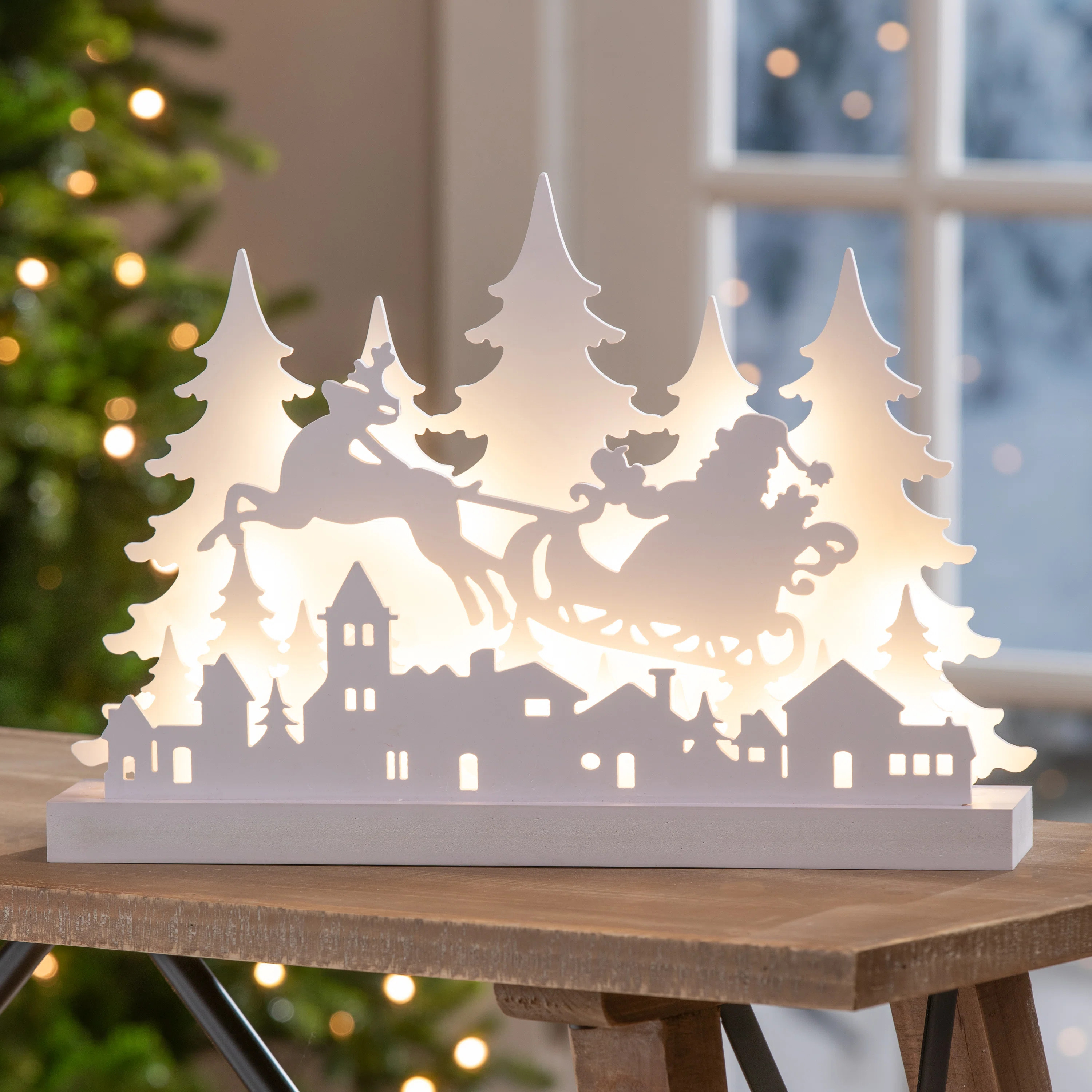 16.75" Long LED Sled with Reindeer Scene Table Decor | Wayfair North America