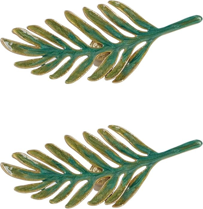 Set of 2 Metal Green Leaf Cabinet Pull Dresser Drawer Handle, Simulated Leaf Shape Gradient Color... | Amazon (US)