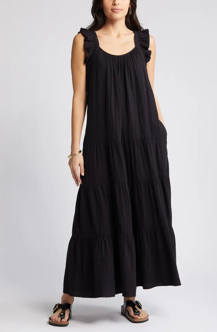 Caslon® Ruffle Tiered Cotton Maxi Sundress | Nordstrom | Nordstrom