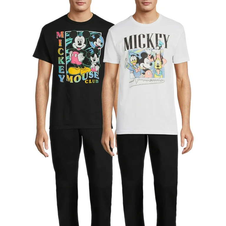 Disney Men's & Big Men's Mickey Trio Box Graphic Tees, 2-Pack, Sizes S-3XL | Walmart (US)