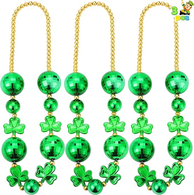 JOYIN 3 Pcs St. Patrick's Day Jumbo Bead Necklaces, Green Shamrock Necklaces Bulk for St. Patrick... | Amazon (US)