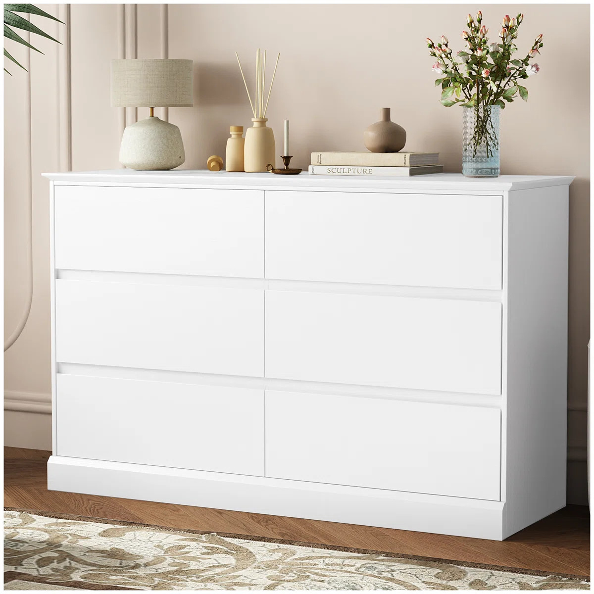 6 Drawer Double Dresser, 47.2" Chest Of Drawers, Modern Bedroom Dresser for Closet and Living Roo... | Wayfair North America