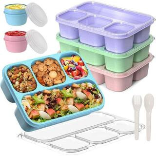 Plastic Snackle Box Container with 4-Compartment Bento Lunch Box-(4 Pack) | The Home Depot