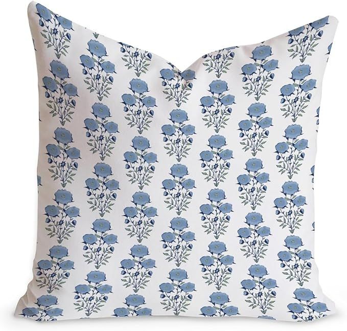 Chinoiserie Throw Pillow Cushion Indigo Blue Flower in Monsoon Pillow Cover Watercolor Chinoiseri... | Amazon (US)