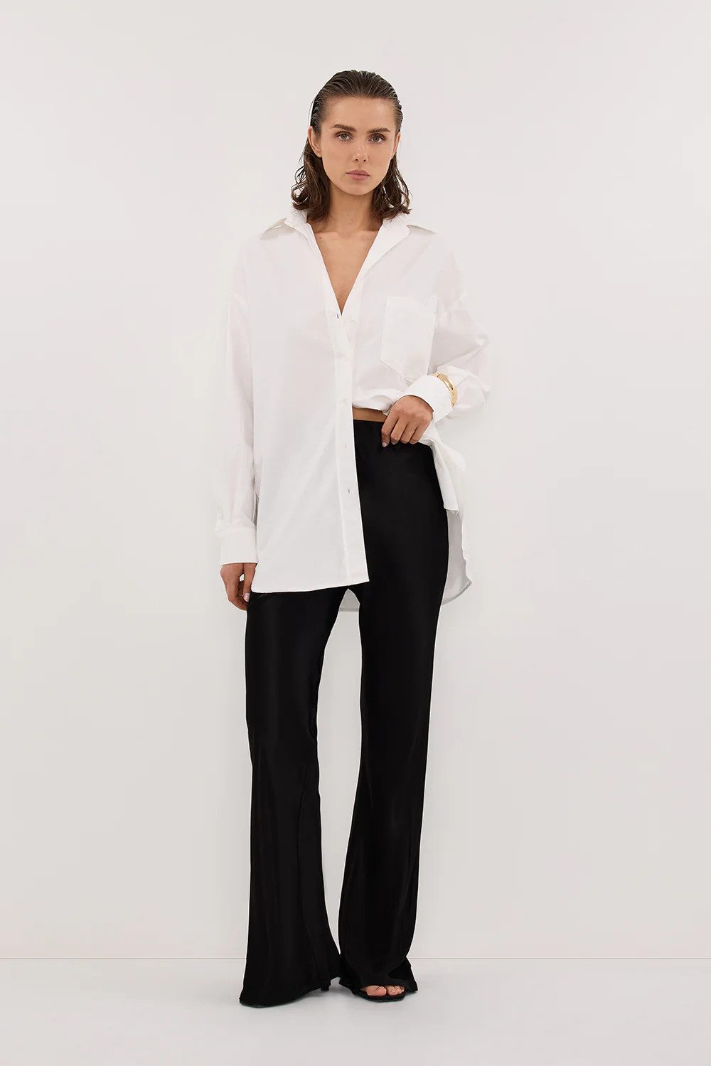 NIKKI BLACK SATIN BIAS PANT | DISSH