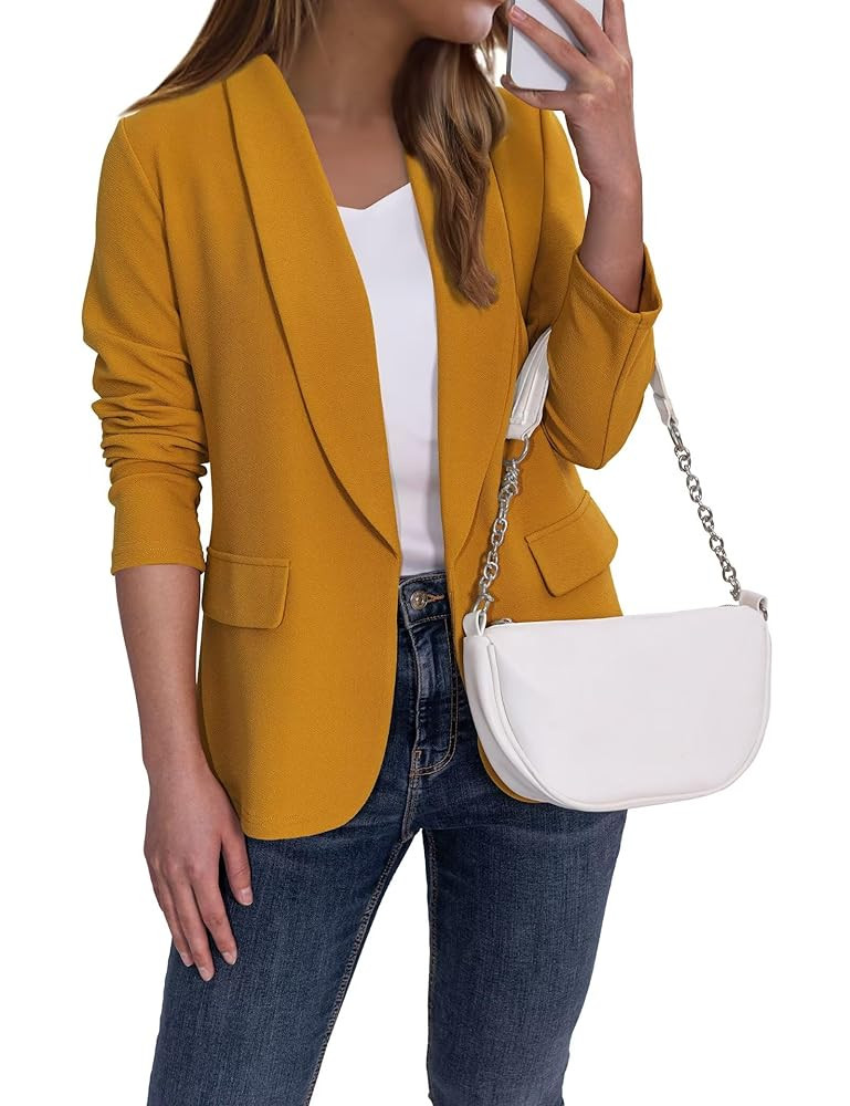 Ahlaray Women's Blazer Business Casual Lapel Collar Long Sleeve Open Front Work Office Suit Jacke... | Amazon (US)