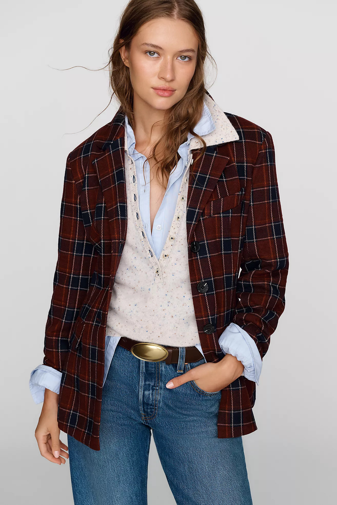Avec Les Filles Plaid Waisted Blazer | Anthropologie (US)