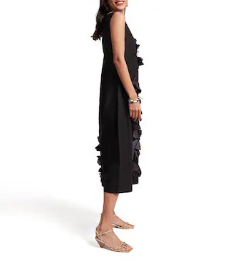 Poplin Origami Flower Boatneck Sleeveless Midi Dress | Dillard's