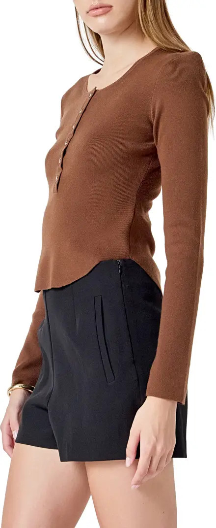 Endless Rose Shoulder Pad Rib Knit Top | Nordstrom | Nordstrom