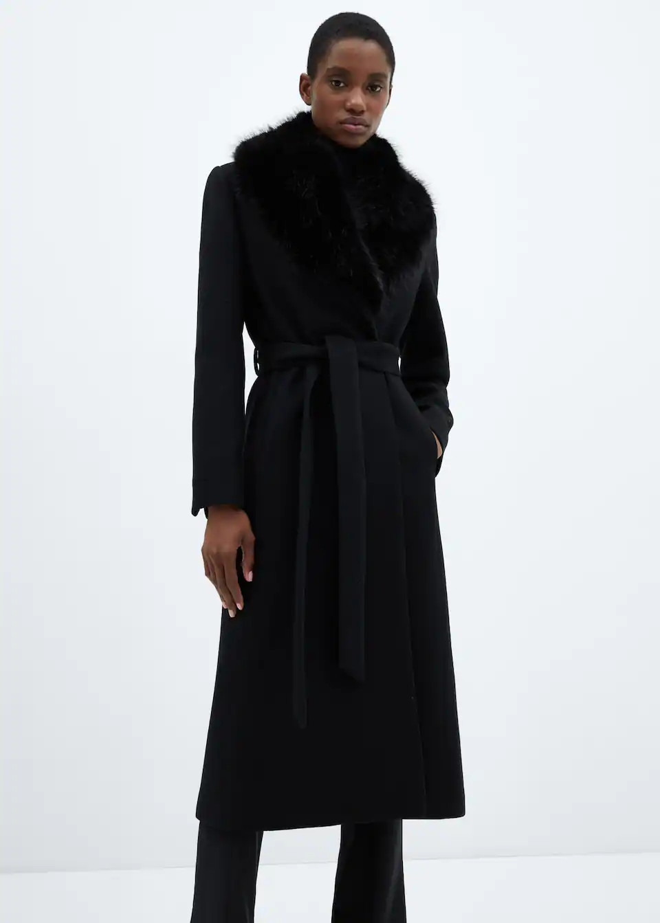 Cappotto lana collo pelliccia smontabile -  Donna | Mango Italia | Mango IT