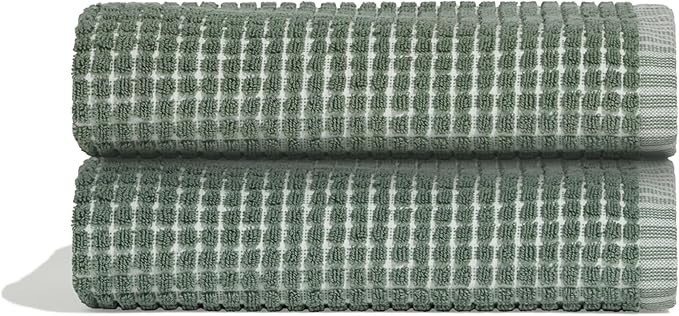 ONSEN Terry Cotton Waffle Hand Towel Set – 2 Pack Luxury Cotton Hand Towels, Quick Dry & Absorb... | Amazon (US)