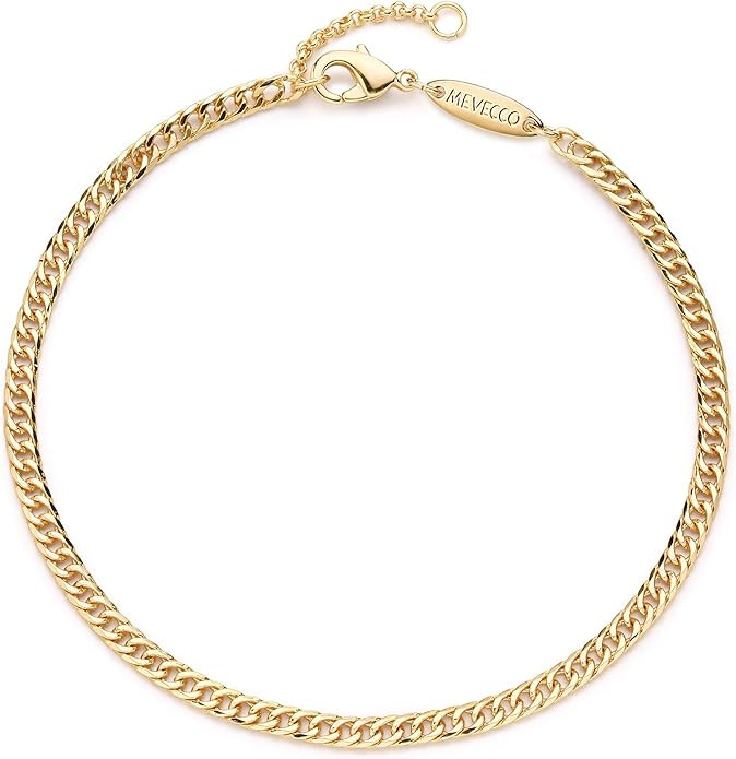 MEVECCO Gold Cuban Link Bracelet,14K Gold Plated Dainty Cute Tiny Geometry Rectangle Hip Hop Brac... | Amazon (US)