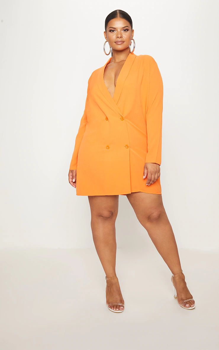 PLT Plus - Robe orange oversized style blazer | PrettyLittleThing (FR)