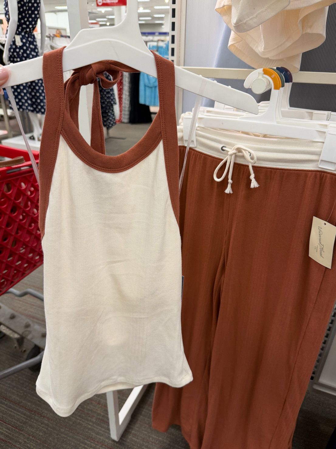 This Target lounge set is giving effortless summer neutrals in the best way. I love the contrast trim on the halter tank with the flowy wide leg pants — it feels elevated, lightweight, and so comfortable for warm weather. Such an easy set to throw on for lounging at home, coffee runs, or casual summer plans while still looking put together.
 

 #LTKgrwm #LTKootd #LTKSeasonal