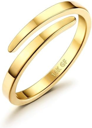 THUNARAZ 14K Gold Filled Rings for Women - Non Tarnish Gold Wedding Bands | Waterproof Stackable ... | Amazon (US)
