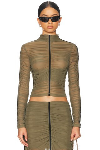 Diesel Long Sleeve Gathered Top in Green | FWRD 