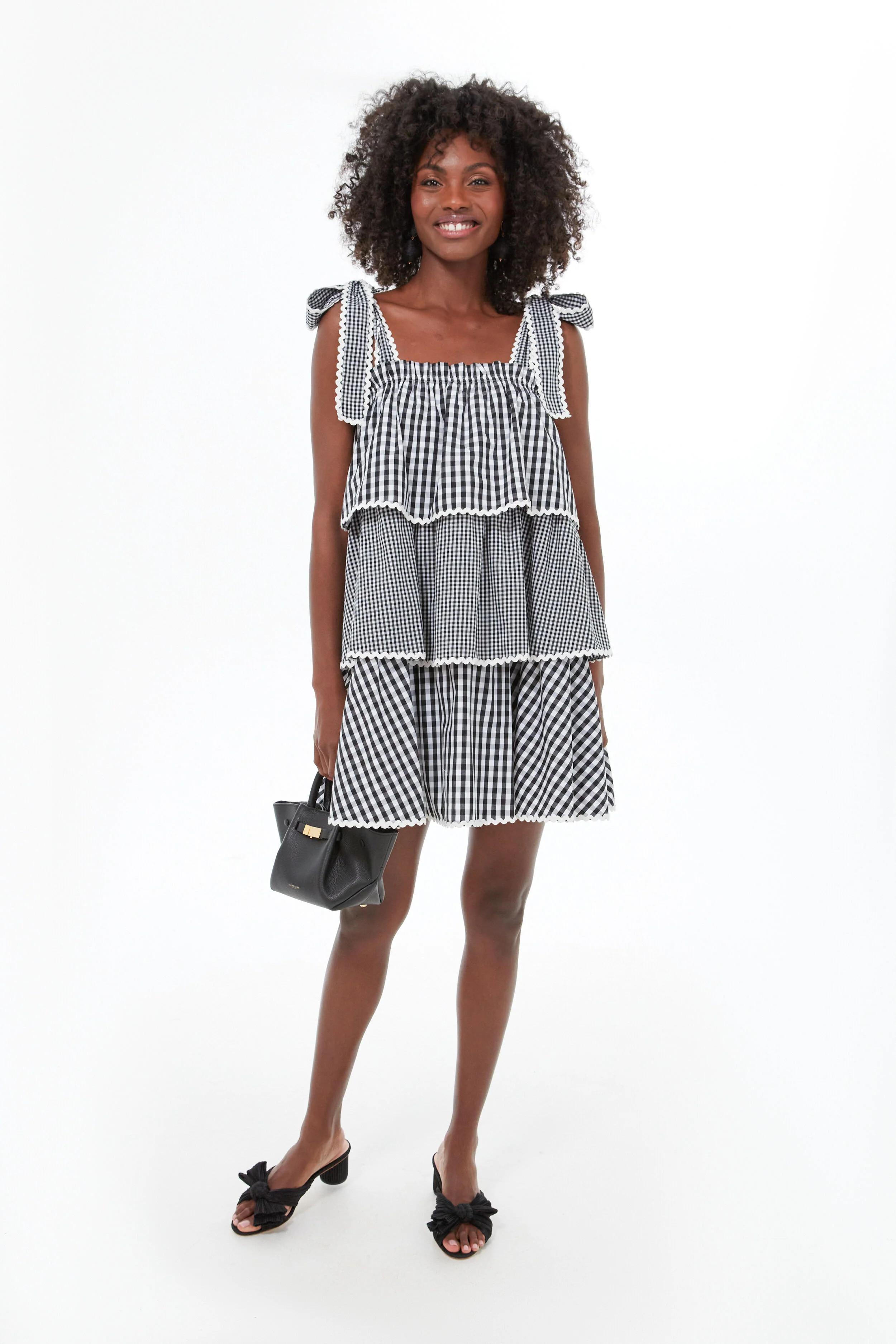 Black Gingham Tiered Mini Donna Dress | Tuckernuck (US)