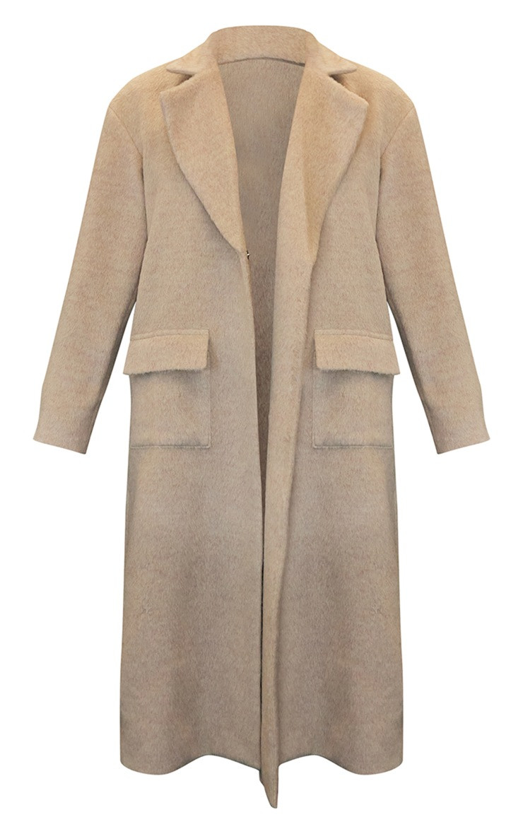 Beige Brushed Wool Look Oversized Dad Coat | PrettyLittleThing UK