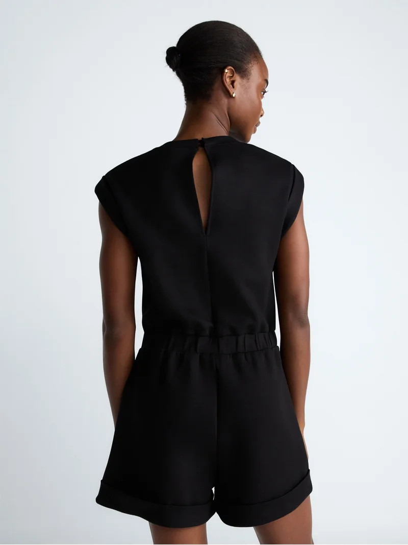 Scoop Women's and Women's Plus Scubaknit Crewneck Romper, Sizes XS-4X | Walmart (US)