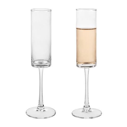 BTGLLAS Champagne Flutes Set of 2, 160ML - Elegant Glass Champagne Flutes for Celebrations - 5.5oz Capacity, Clear (Glass, 2Pcs160ML) | Amazon (US)