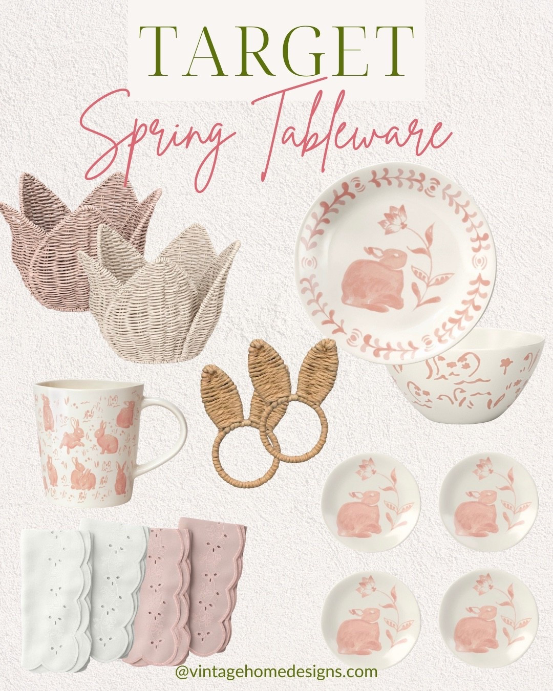 How cute are these bunny patterned dishes?

These are perfect for your Spring hosting, Easter table or even displayed in your kitchen or China cabinet. 

The woven bunny ear napkin rings are darling and would be so cute paired with the eyelet napkins. 

Target spring finds • spring table decor • Easter table • spring entertaining 

#LTKHome #LTKSeasonal