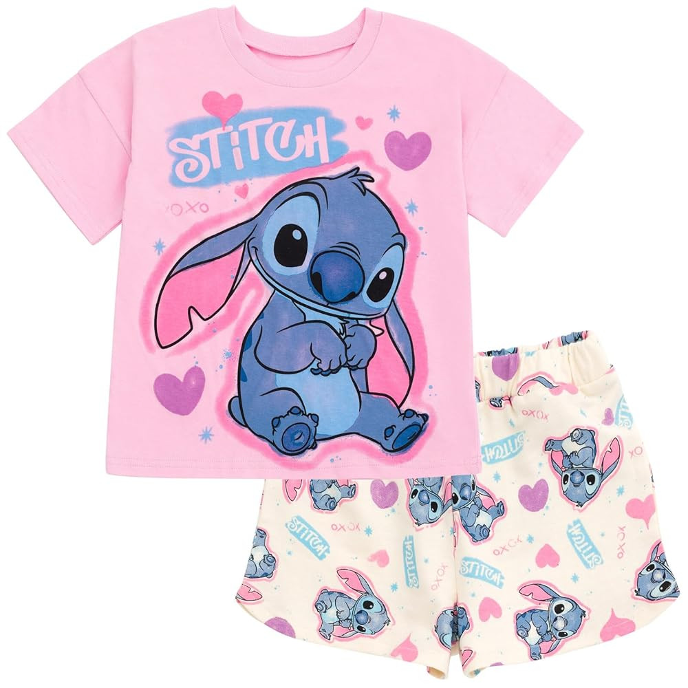 Disney Junior Floral T-Shirt and French Terry Shorts Outfit Set Newborn to Big Kid Sizes (6-9 Mon... | Amazon (US)