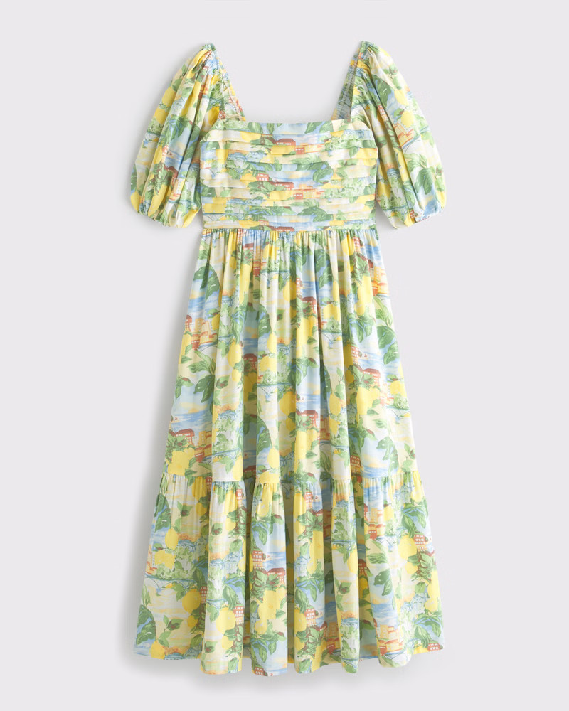 The A&F Emerson Poplin Puff Sleeve Midi Dress | Abercrombie & Fitch (US)