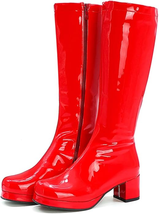 MeiLuSi Womens Knee High Boots Gogo Boots Fashion Side Zipper Glitter Winter Boots | Amazon (US)