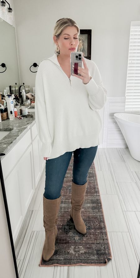 Church OOTD 

L in sweater - fits oversized 
14 in jeans - have stretch 


#LTKhome #LTKmidsize