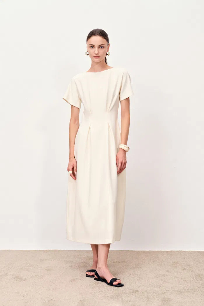 Ebba Boat Neck Dress in Merino Wool Blend | Fabrique