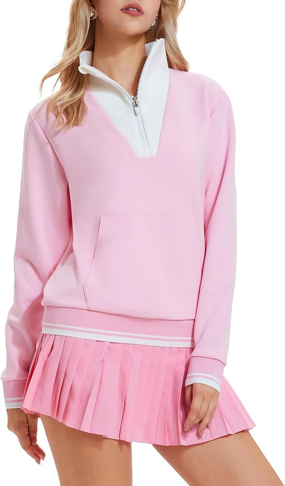 Airfree Women Two Piece Tennis Skirt Set Golf Outfits Half Zip Oversize Pullover Sweatshirt 2 Pie... | Amazon (US)