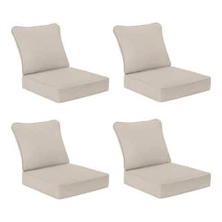 Hampton Bay 22 in. x 24 in. 2-Piece Deep Seating Outdoor Lounge Chair Cushion in Putty (4-Pack) X... | The Home Depot