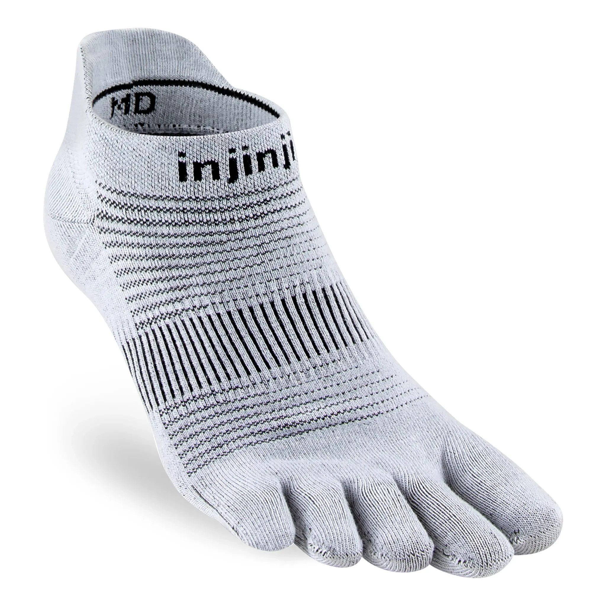 Injinji Run Lightweight No Show Socks - Grey, Size: M | Accessories - Road Runner Sports | Road Runner Sports