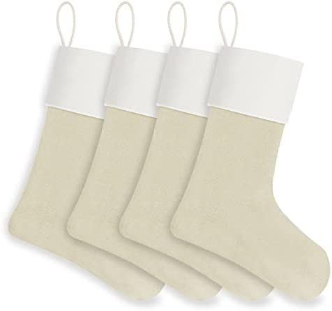 WANZELONYO Christmas Stocking 18 Inch Linen Decoration Hanging Stocking for Vinyl Sublimation HTV... | Amazon (US)