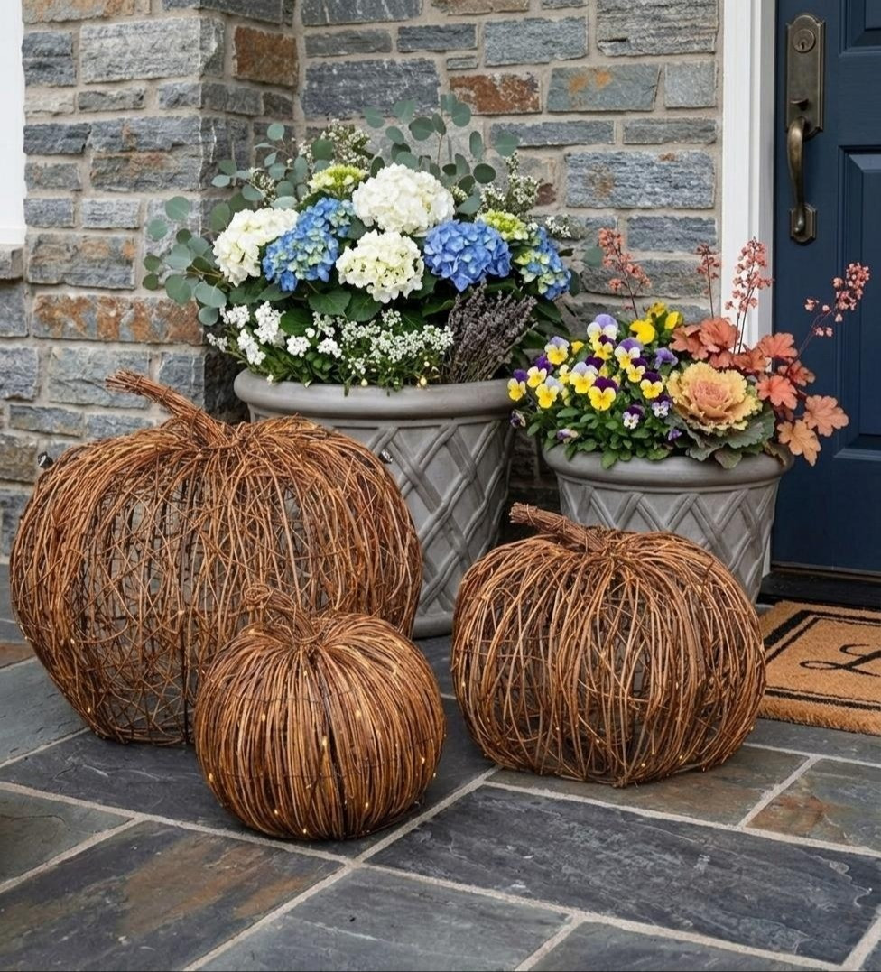 Styling the front porch for autumn with these pre-lit woven pumpkins for a cozy exterior glow. #FallDecor #FrontPorchStyling #AutumnDecor #PorchGoals

#LTKSeasonal #LTKHome