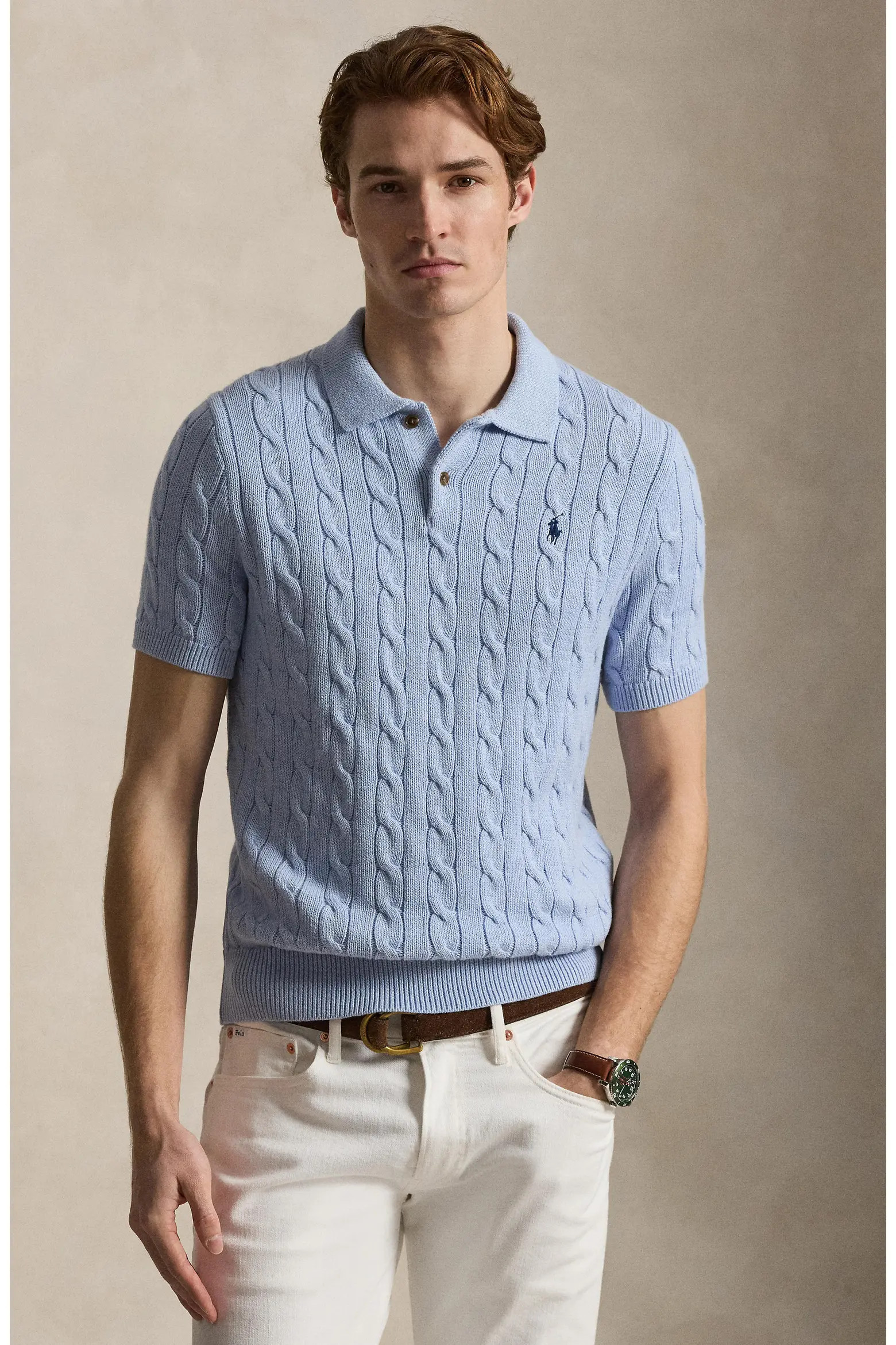 Cable-Knit Cotton Polo Sweater (Men) | Nordstrom | Nordstrom