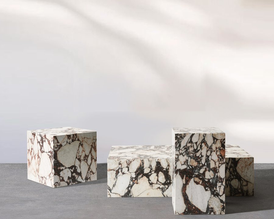 Kaia Marble Plinth Block Tall End Table | Eternity Modern