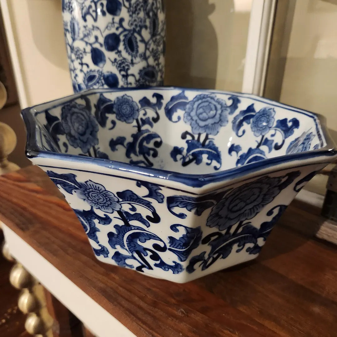 Chinoiserie Blue white Orchid Pot Bowl Planter 11x6 Grand Millennial paper whites, amarylys | Etsy (US)