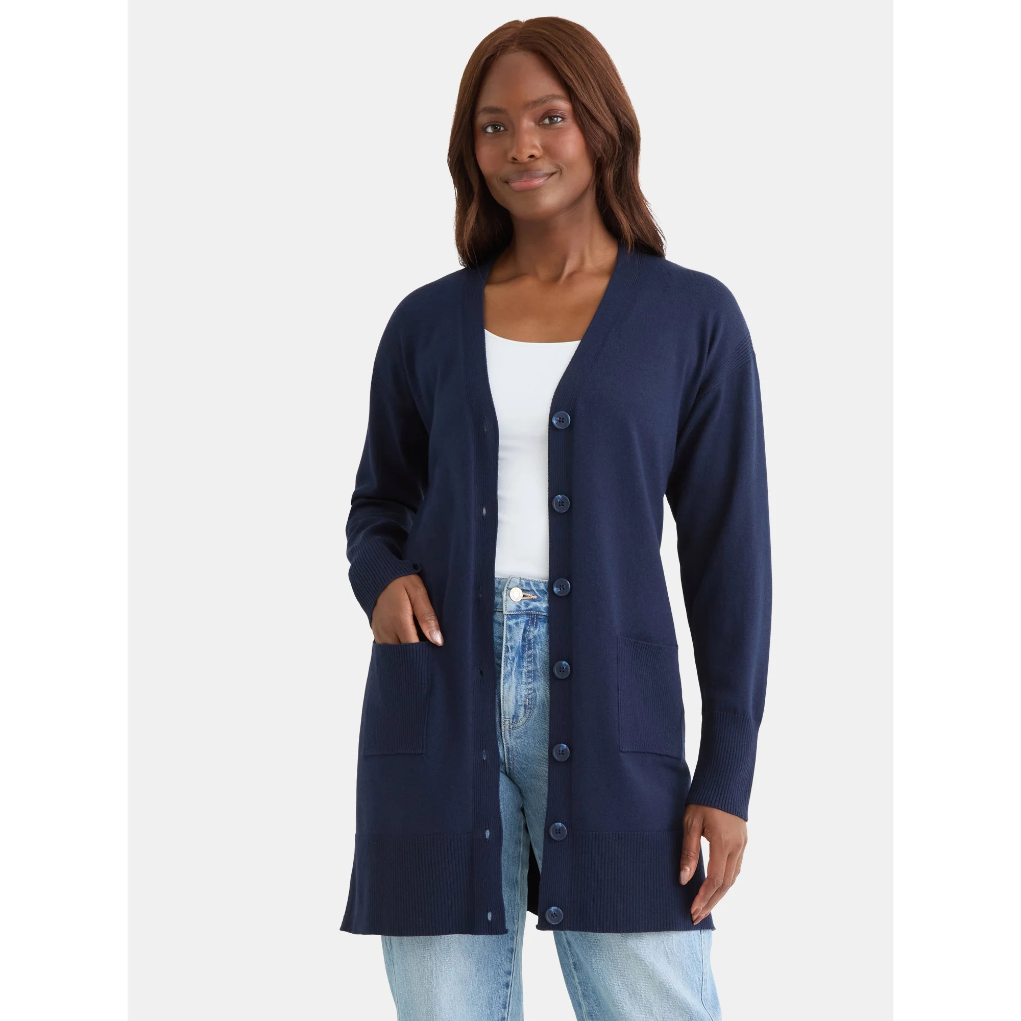Time and Tru Women’s Button Front Cardigan Sweater, Sizes XS-XXXL | Walmart (US)