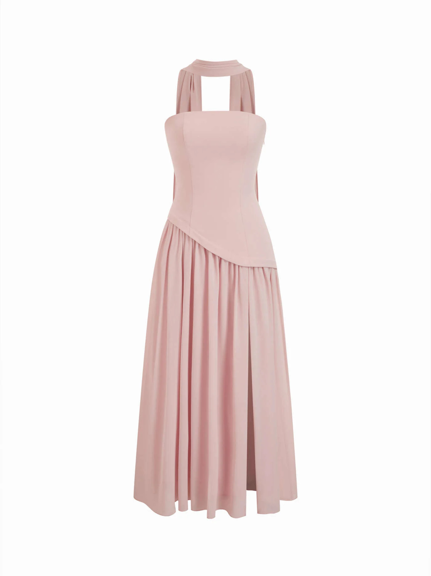 Chiffon Bandeau Lace Up Maxi Dress With Scarf For Date Wedding | Cider