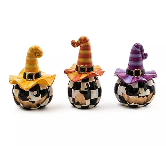 MacKenzie-Childs Mini Happy Jack Pumpkins, Setof 3 - QVC.com | QVC