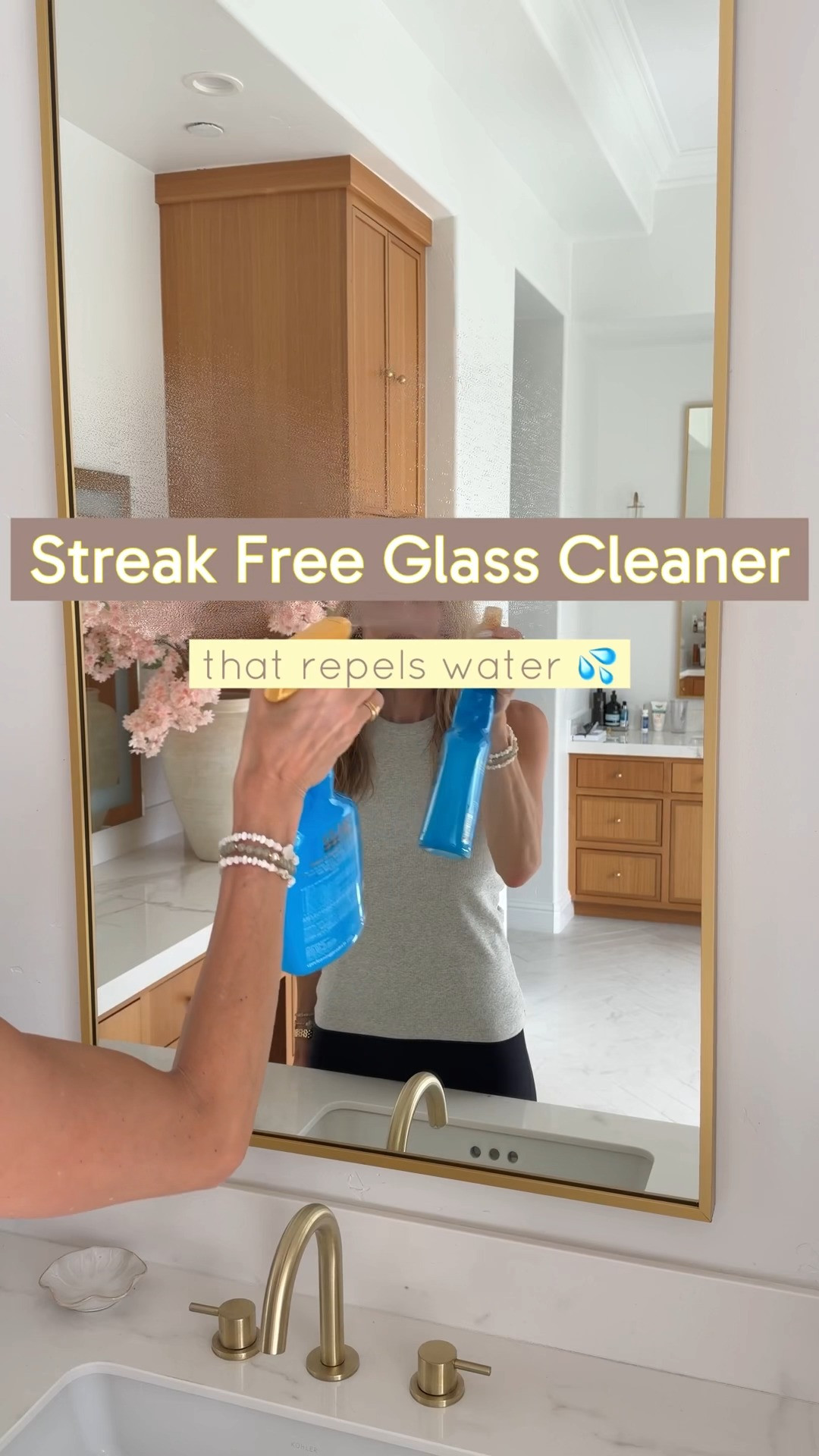 Glass cleaner I’ve found that leaves a truly streak-free finish while helping repel water, fingerprints, and everyday smudges. It makes mirrors and shower glass so much easier to keep clean because the water doesn’t cling and smear like it does with so many other cleaners. 

 #LTKHome