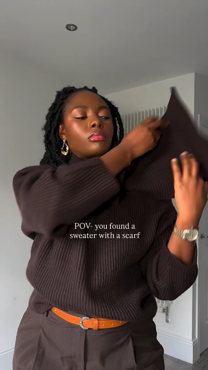 This sweater was one of those a perfect finds 🤎✨

🔗 Linked in bio under ‘Shop my looks on LTK’

💼 Follow @riadeleye for Style and Beauty inspos.

_______
Sweater fashion, scarf, brown outfits, chocolate, autumn winter fashion, winter styles, London fashion, London creator
