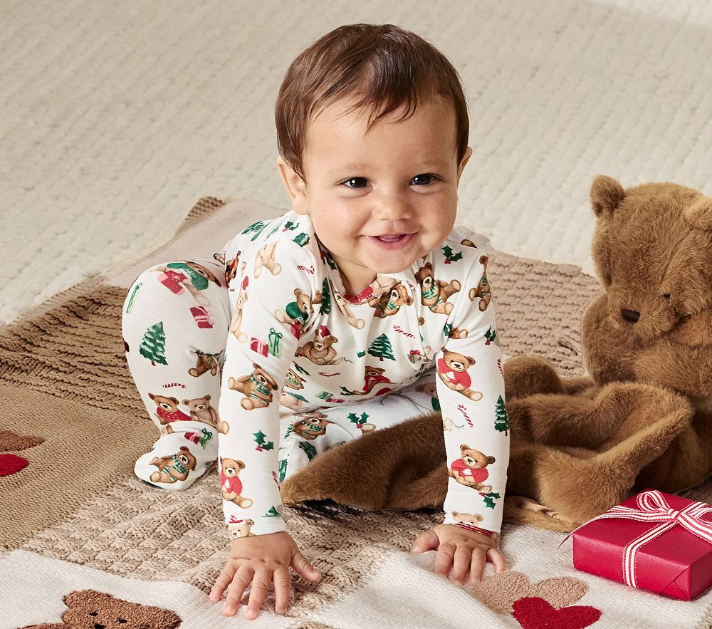 Holiday Teddy Bears Baby Pajama | Pottery Barn Kids